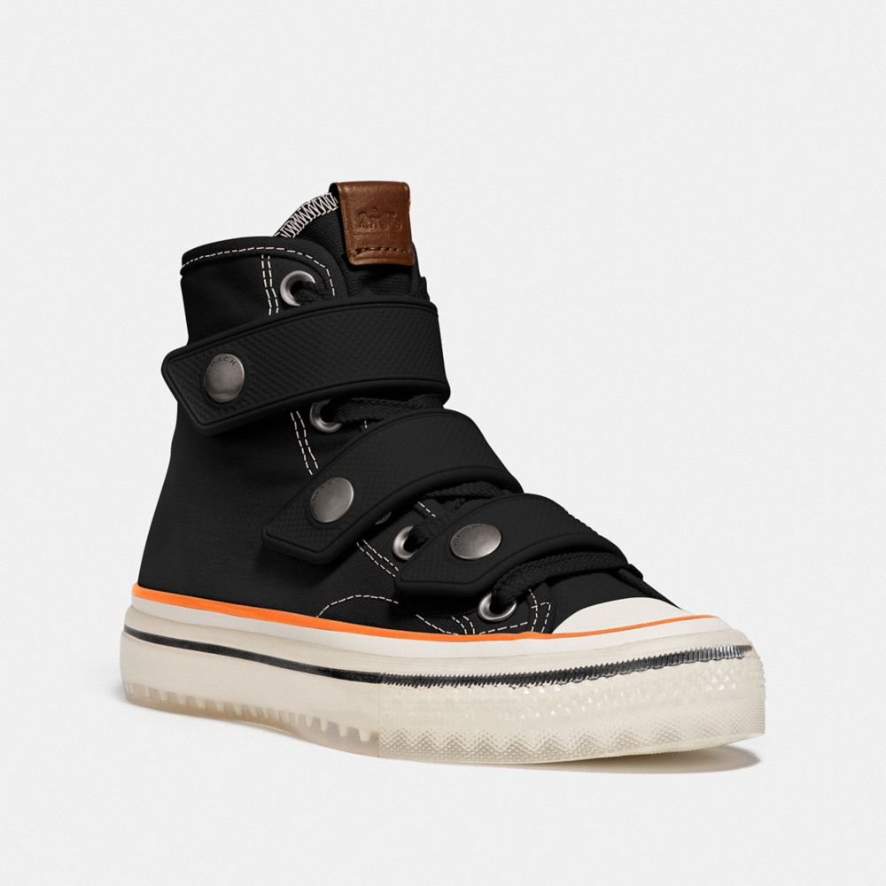 COACH HIGH TOP BUTTON UP SNEAKER - BLACK - G5064