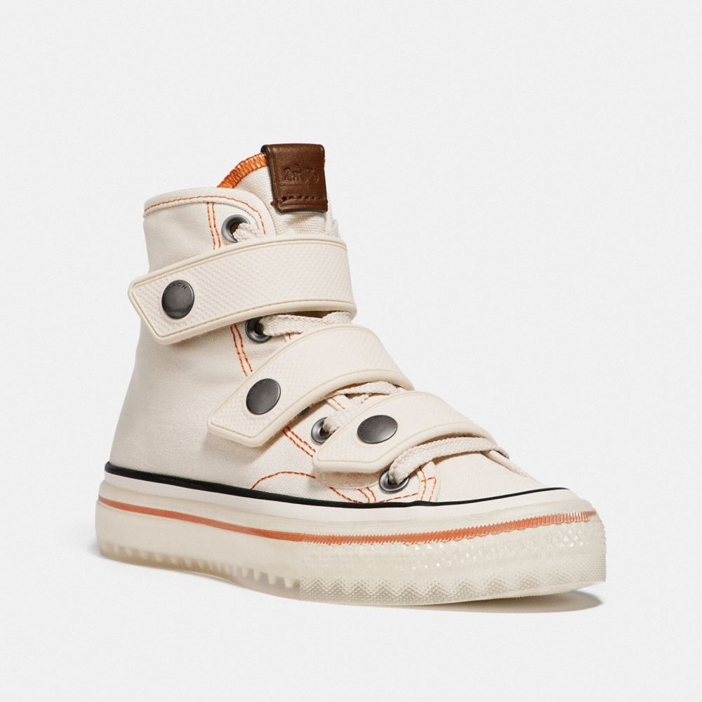 high top button up sneaker coach