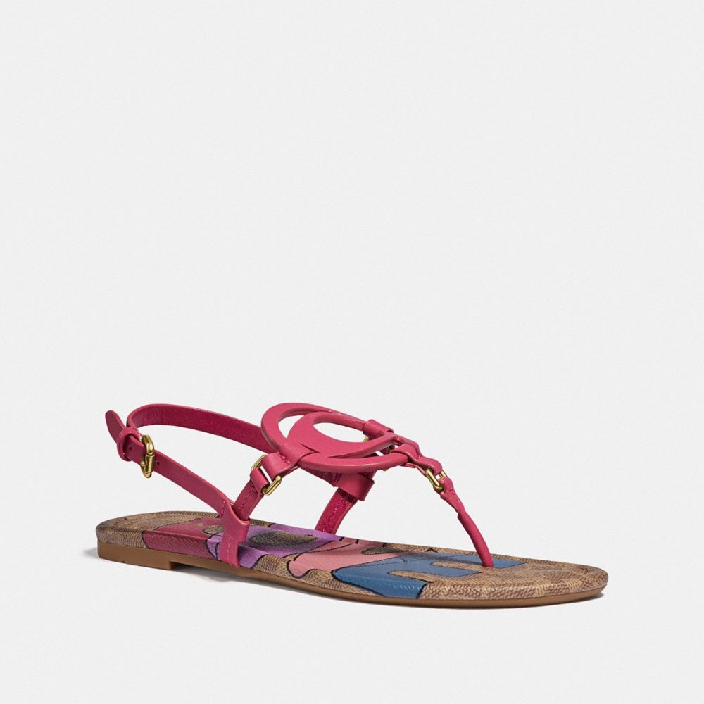 COACH G5099 Jeri Sandal With Love DARK PINK/TAN