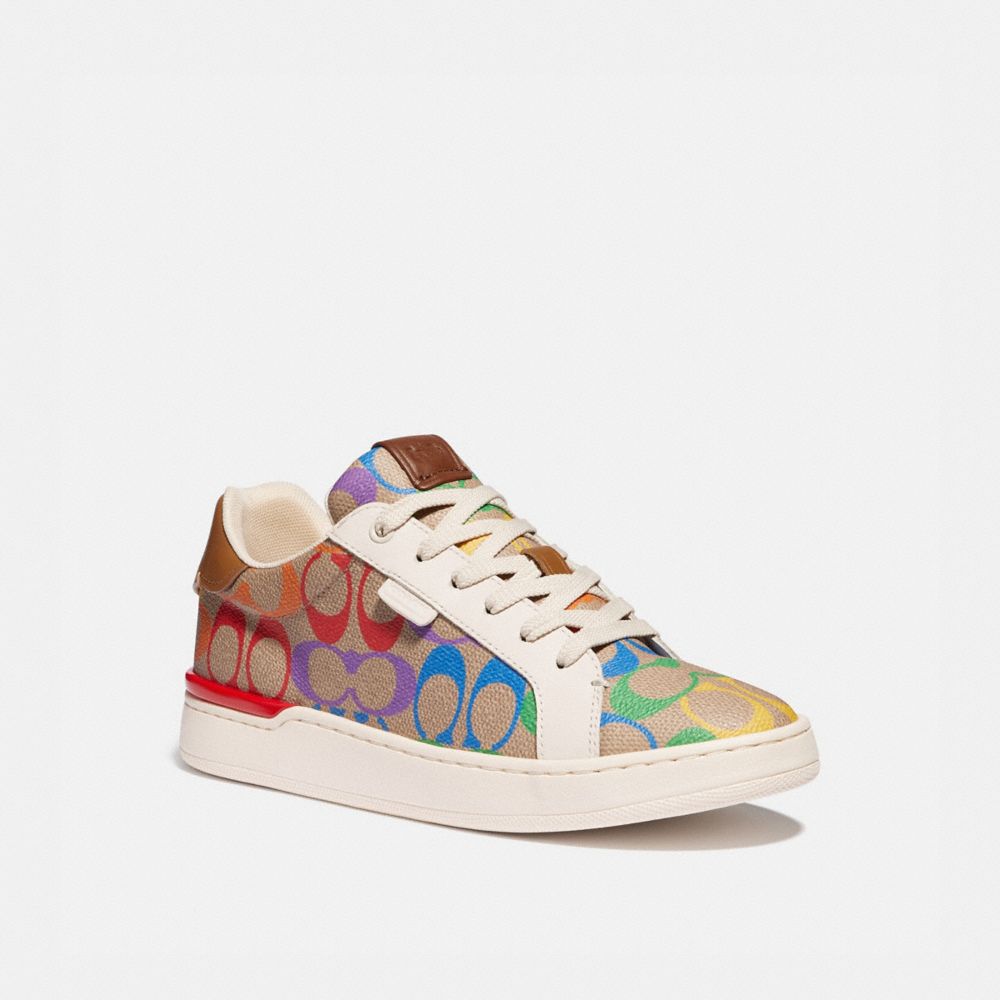 COACH G5169 Lowline Low Top Sneaker In Rainbow Signature Canvas TAN MULTI