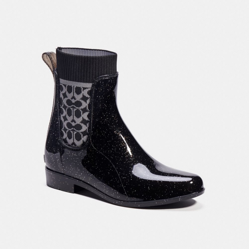 Rain Bootie - BLACK GLITTER - COACH G5255