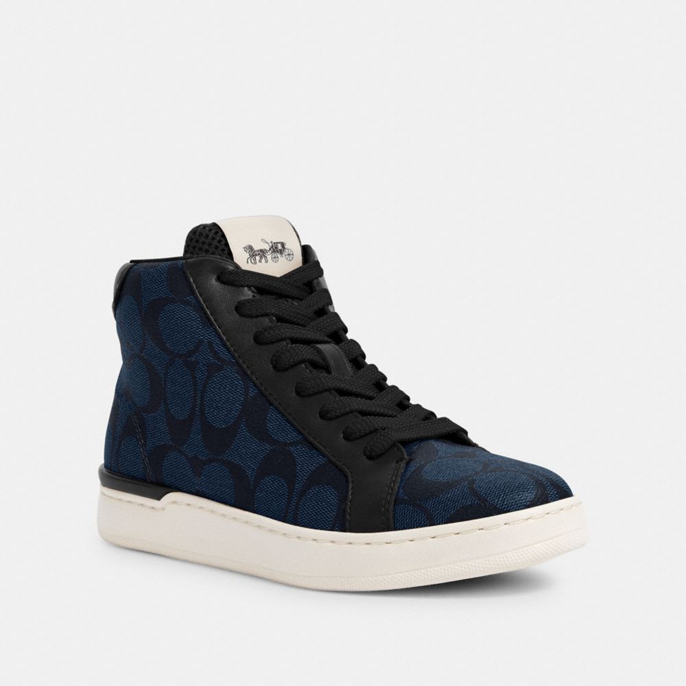 COACH G5385 Clip High Top Sneaker Midnight Navy Black