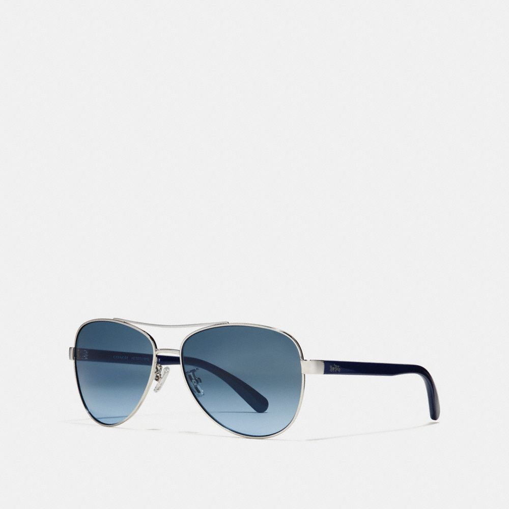 HORSE AND CARRIAGE PILOT SUNGLASSES - SILVER/NAVY - COACH L1015