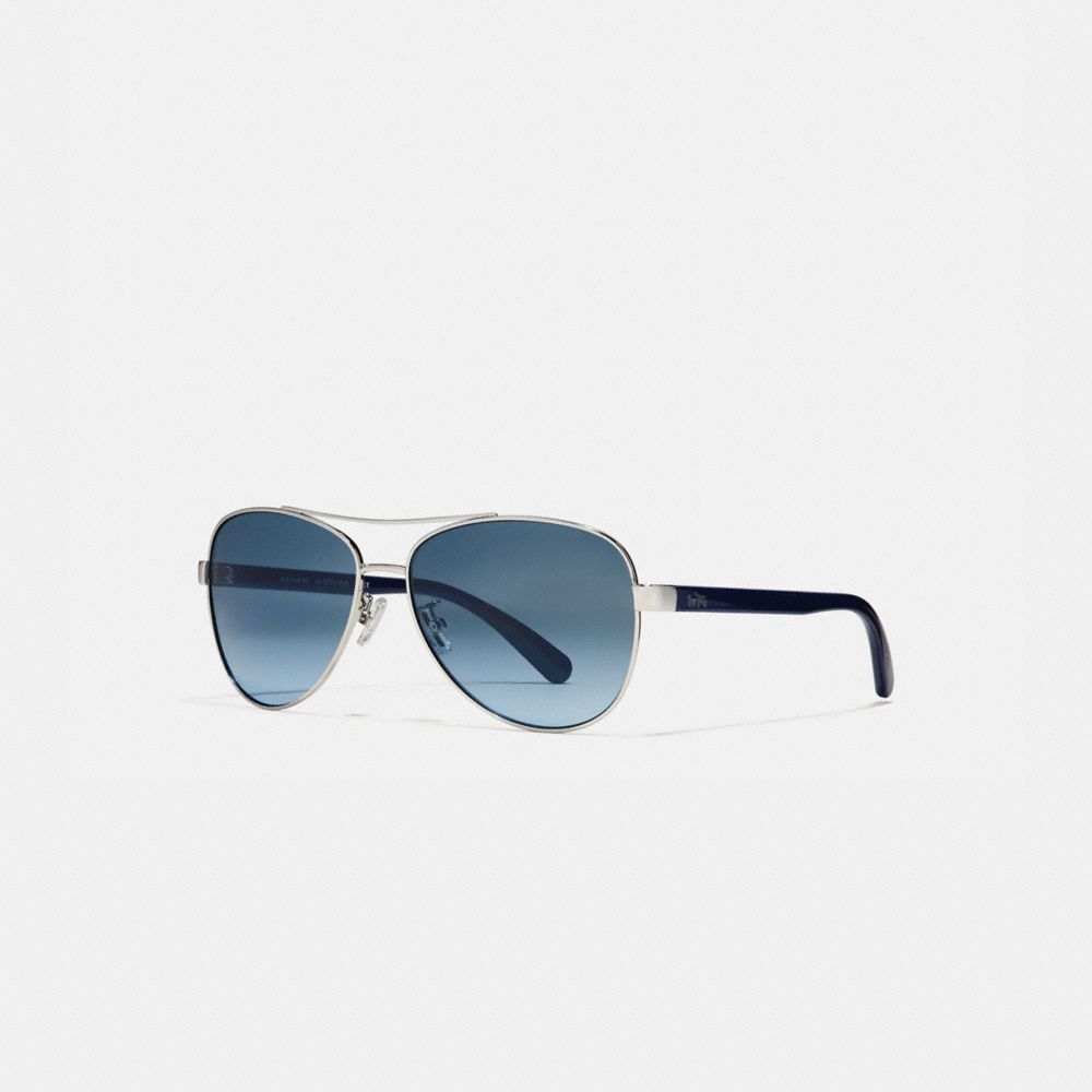 HORSE AND CARRIAGE PILOT SUNGLASSES - SILVER/NAVY - COACH L1015