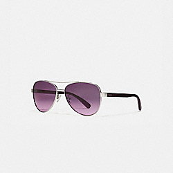 COACH L1015 Horse And Carriage Pilot Sunglasses GUNMETAL VIOLET