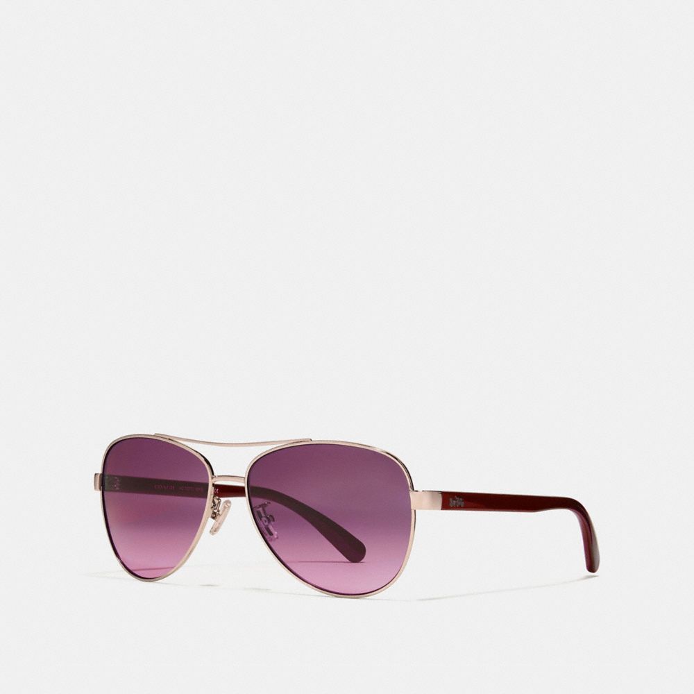 HORSE AND CARRIAGE PILOT SUNGLASSES - SHINY LI GOLD/BERRY - COACH L1015