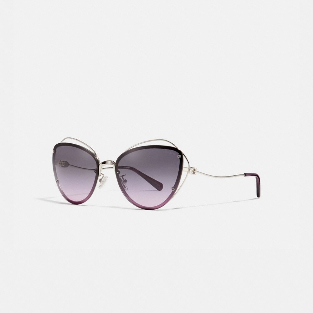 COACH L1037 OPEN WIRE CAT EYE SUNGLASSES SILVER/PURPLE GRADIENT