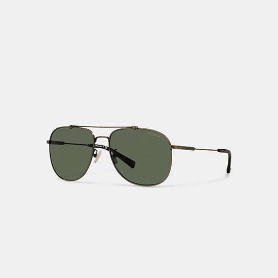 L1054 - Wire Frame Navigator Sunglasses Antique Silver/Dark Grey Lens