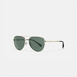 COACH L1055 - COOPER PILOT SUNGLASSES SHINY LIGHT GOLD/GREEN SOLID