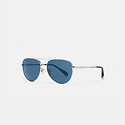 COOPER PILOT SUNGLASSES - L1055 - SHINY GUNMETAL/BLUE FLASH