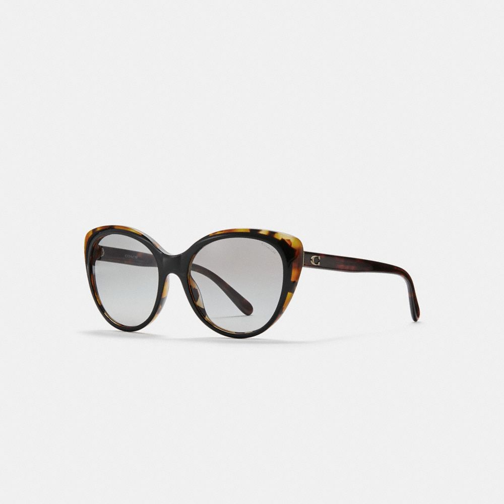 Beveled Edge Cat Eye Sunglasses - L1060 - BLACK/TORTOISE