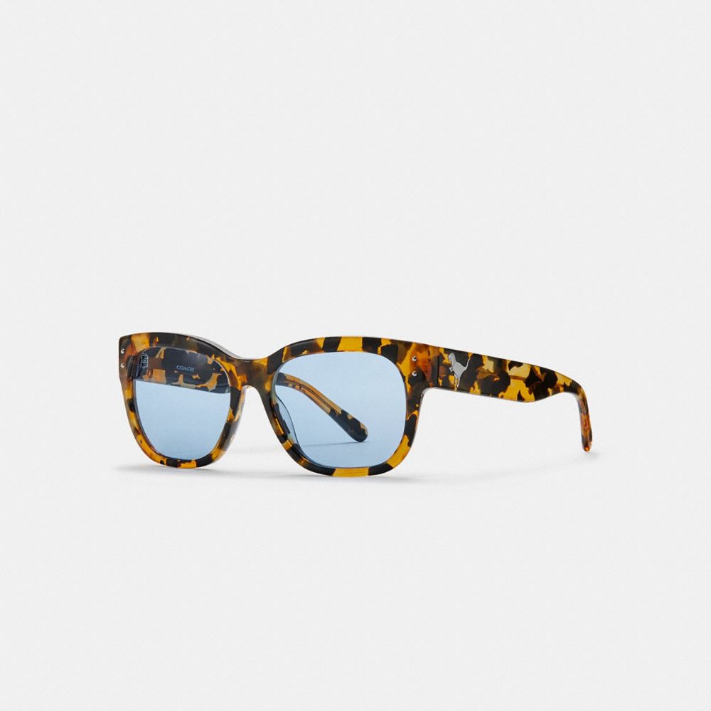 COACH L1068 Eli Rexy Square Sunglasses HONEY MOSAIC/BLUE SOLID