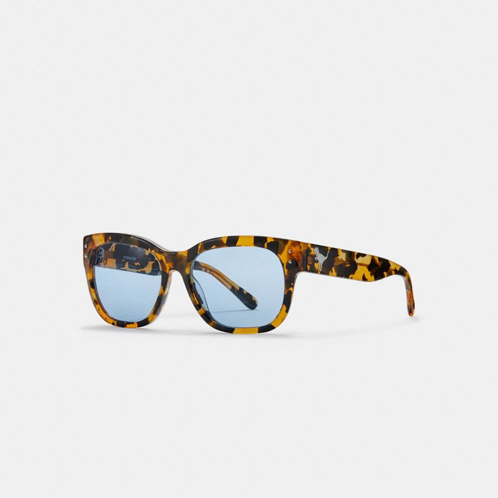 COACH L1068 ELI REXY SQUARE SUNGLASSES HONEY MOSAIC/BLUE SOLID