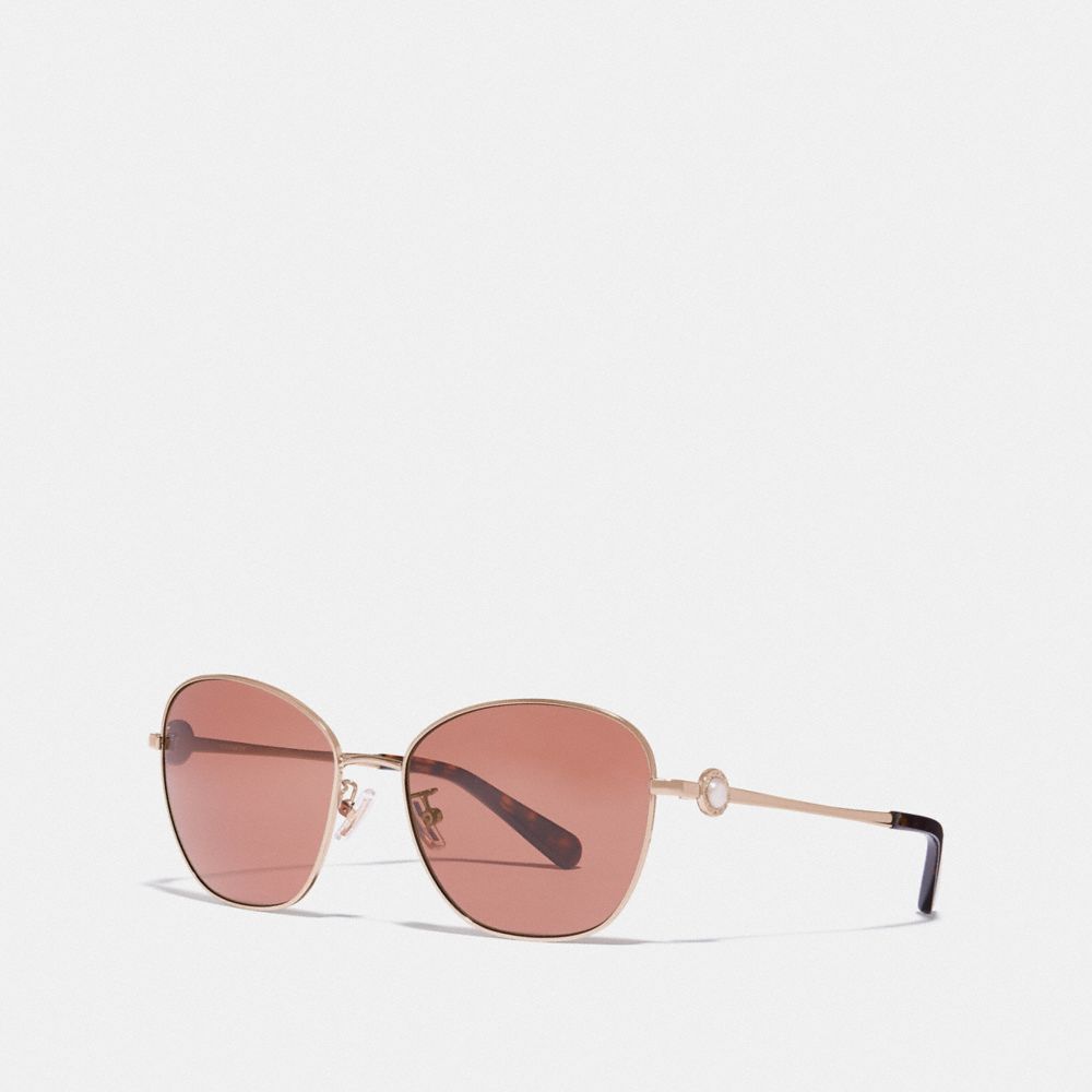 GIA BUTTERFLY SUNGLASSES - /SHINY LIGHT GOLD/BROWN SOLID - COACH L1070