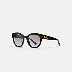 COACH L1084 Signature Round Sunglasses BLACK/TORT GLITTER SIG C