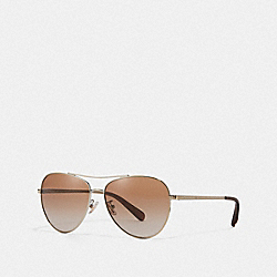 COACH L1085 - RYAN JEWELED PILOT SUNGLASSES SHINY ROSE GOLD/BROWN