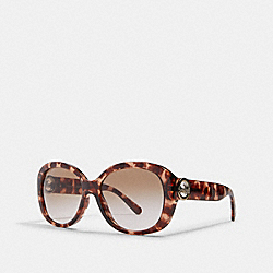 COACH L1118 - OVERSIZED METAL SOFT SQUARE SUNGLASSES PINK TORTIOSE