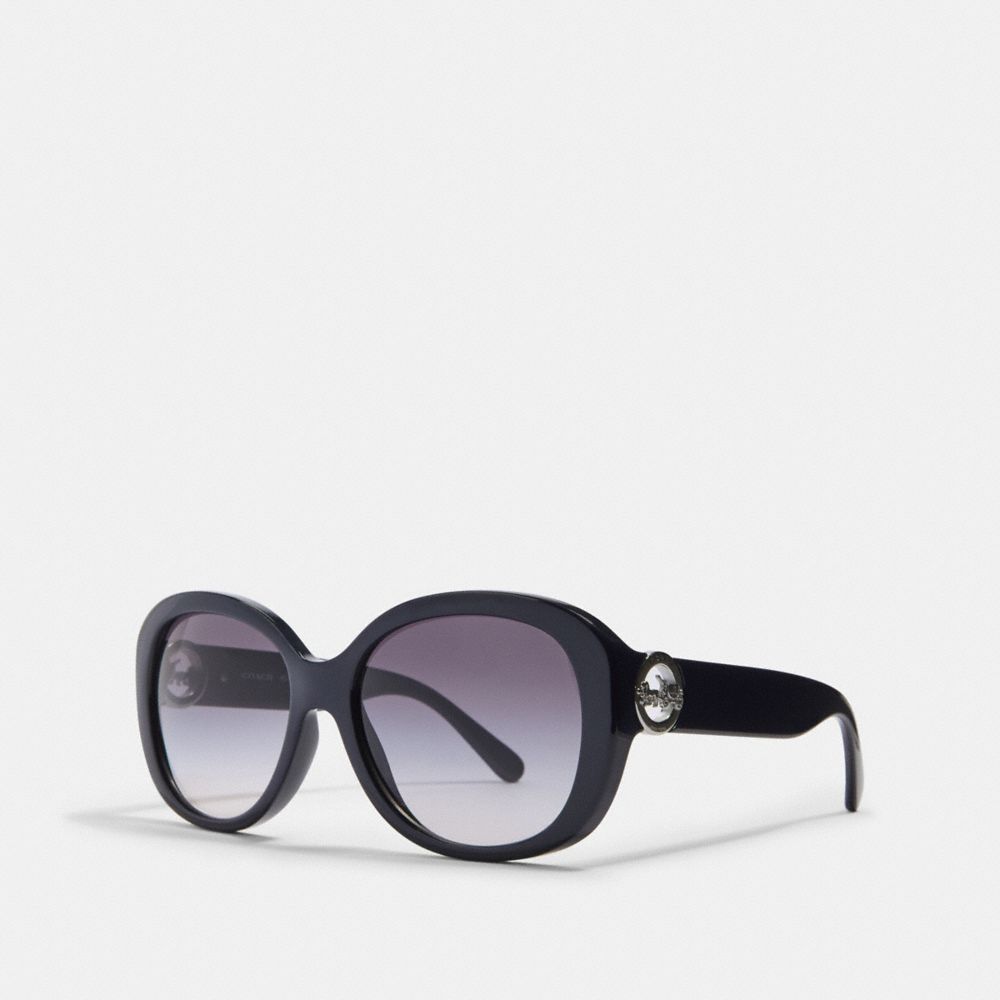 COACH L1118 Oversized Metal Soft Square Sunglasses TRANSPARENT NAVY