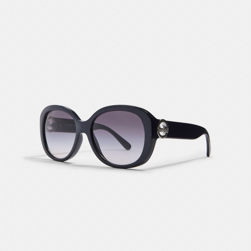 COACH OVERSIZED METAL SOFT SQUARE SUNGLASSES - TRANSPARENT NAVY - L1118