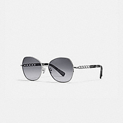 COACH L1130 Signature Chain Round Sunglasses GRAY GRADIENT