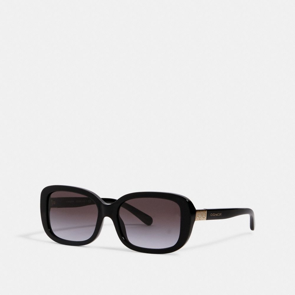 COACH L1142 Signature Rectangle Sunglasses BLACK