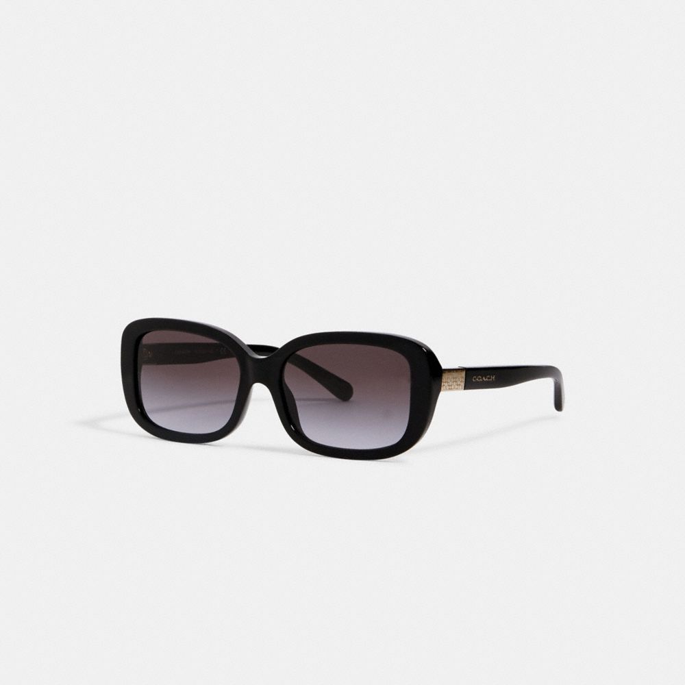 SIGNATURE RECTANGLE SUNGLASSES - BLACK - COACH L1142