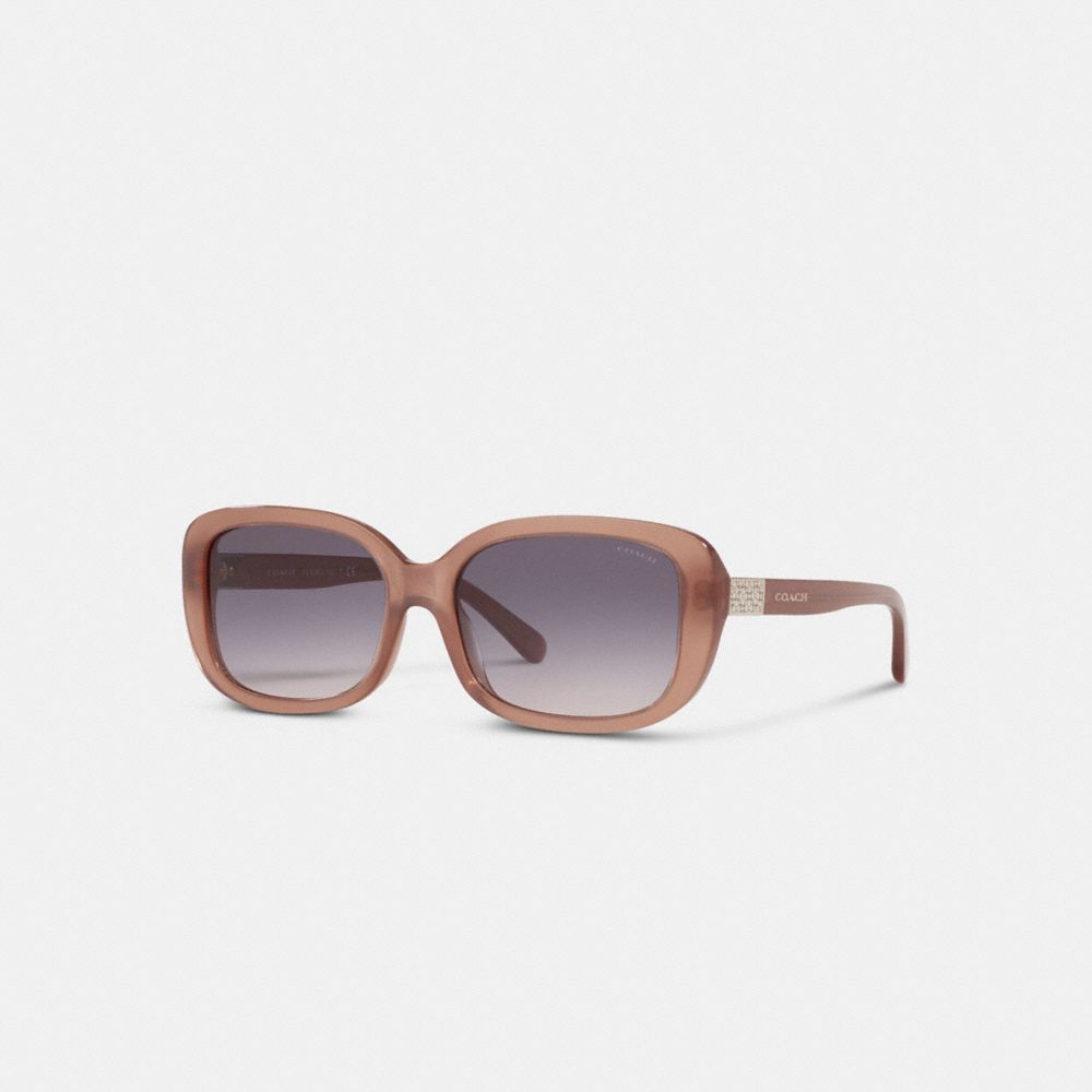 COACH L1142 Signature Rectangle Sunglasses MILKY PEARLD BROWN