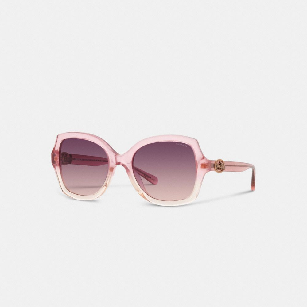 COACH L1147 Horse And Carriage Geometric Sunglasses Transparent Pink Gradient