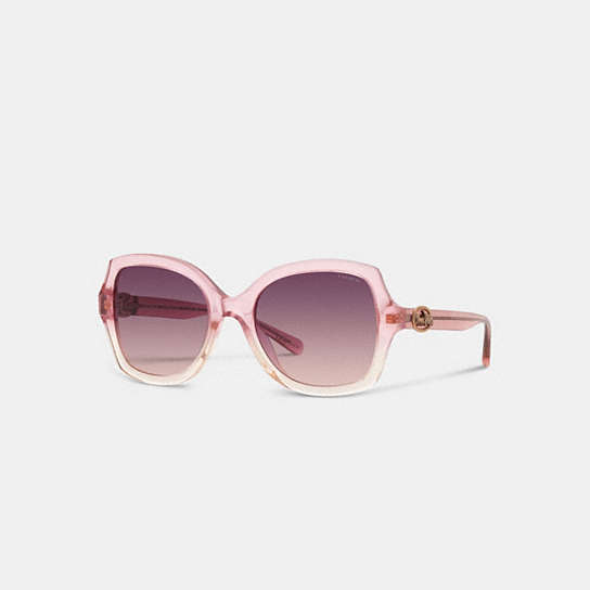 L1147 - Horse And Carriage Geometric Sunglasses Transparent Pink Gradient