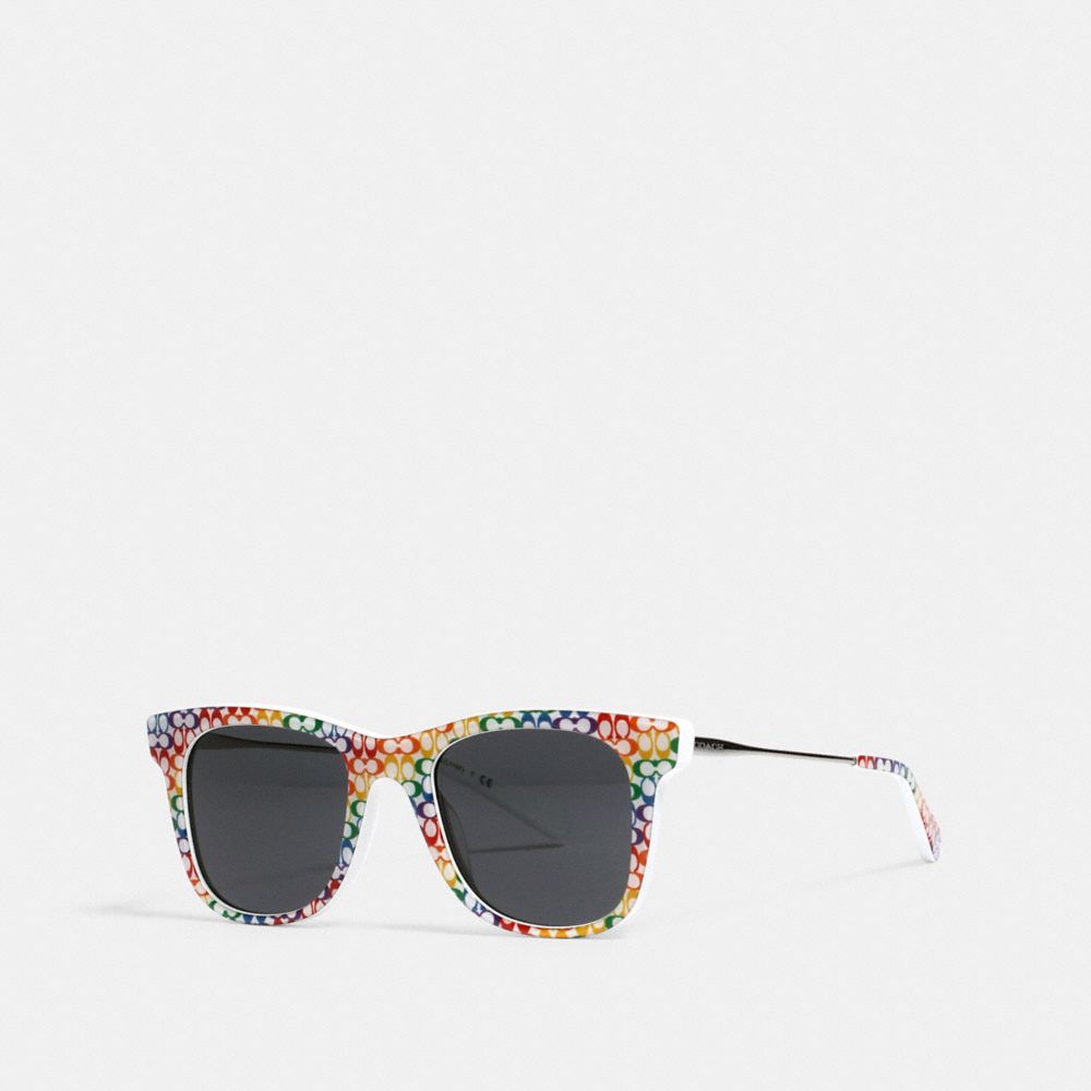 COACH L1157 Rainbow Metal Square Sunglasses MULTI