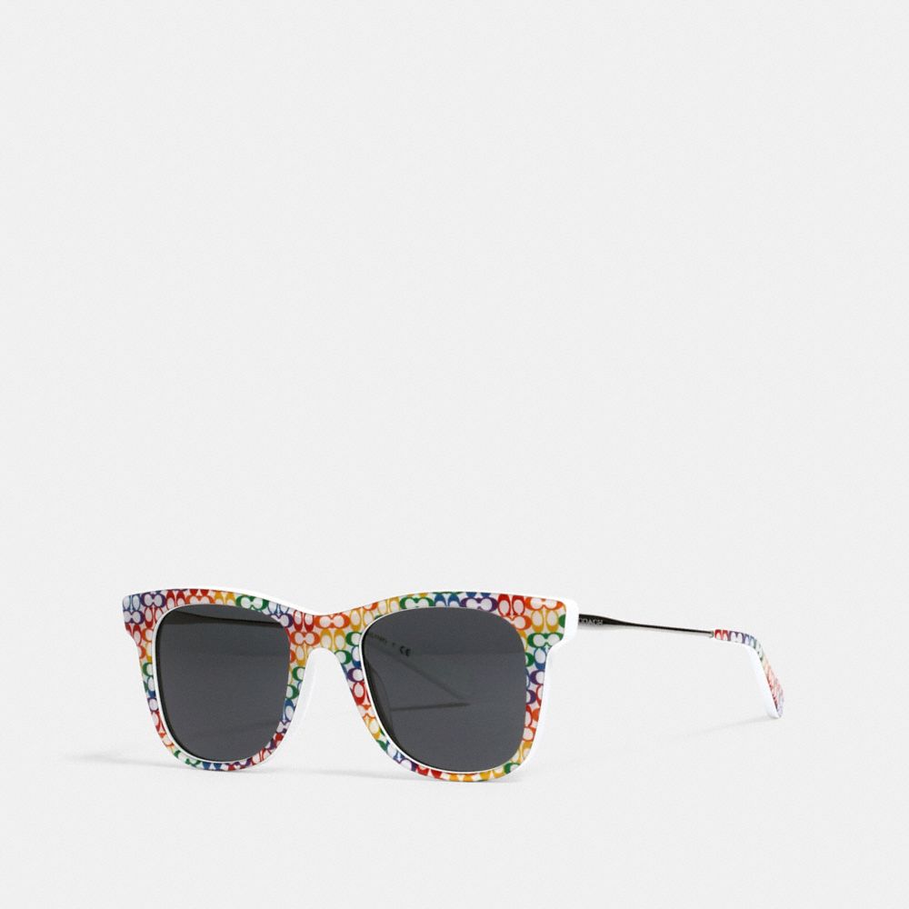 COACH L1157 Rainbow Metal Square Sunglasses MULTI