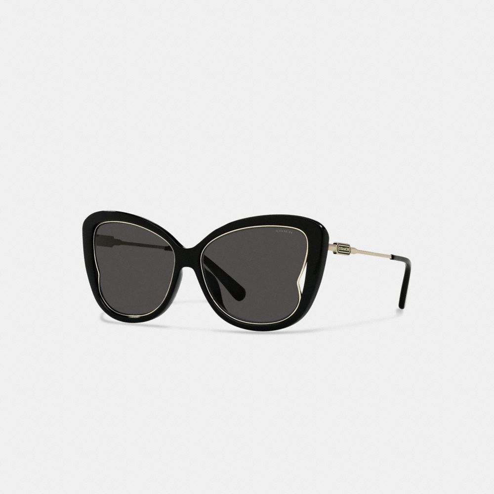 L1166 - Cutout Butterfly Sunglasses Black