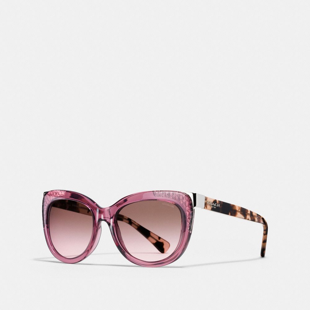 SIGNATURE SQUARE SUNGLASSES - CRYS BERRY/PEACH TORT - COACH L152