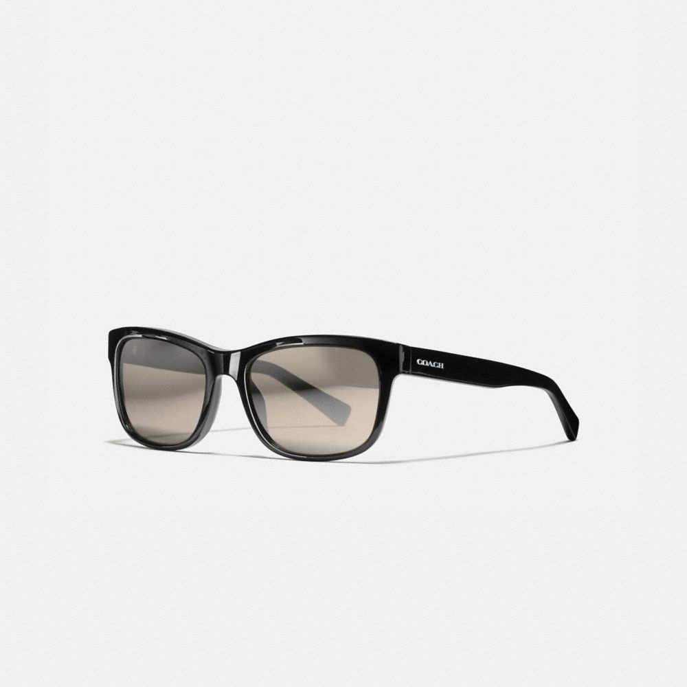 HUDSON RECTANGLE SUNGLASSES - BLACK/SILVER MIRROR - COACH L1641