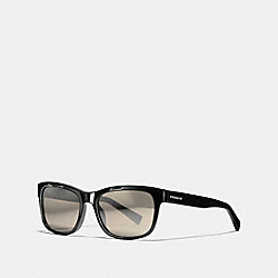 COACH L1641 Hudson Rectangle Sunglasses BLACK/SILVER MIRROR