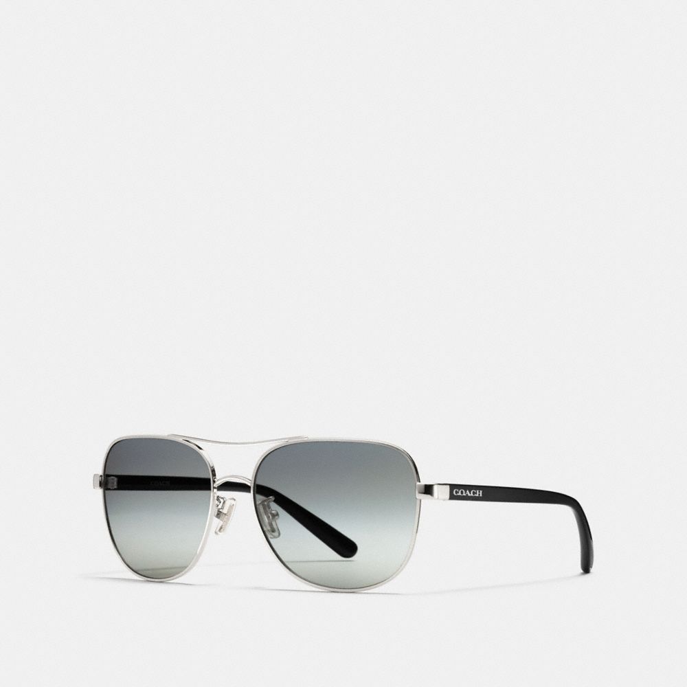 COACH L1660 Lou Pilot Sunglasses SILVER/BLACK