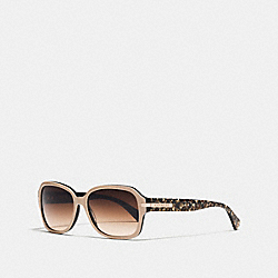 COACH L546 Asia Fit Amber Rectangle Sunglasses BEIGE BLACK/BEIGE OCELOT