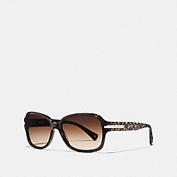 COACH L546 Asia Fit Amber Rectangle Sunglasses DARK TORTOISE/BEIGE OCELOT