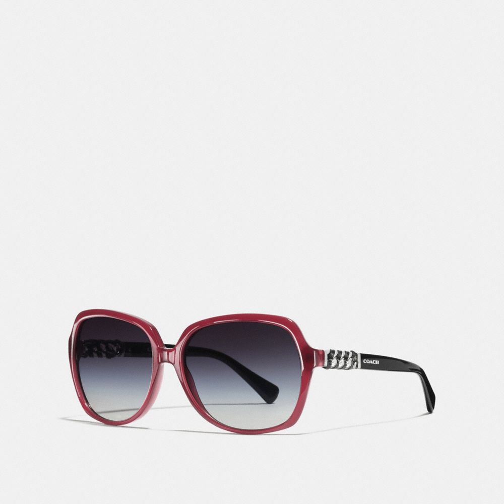 COACH L555 Asia Fit Whiplash Square Sunglasses MILKY BLACK CHERRY/BLACK