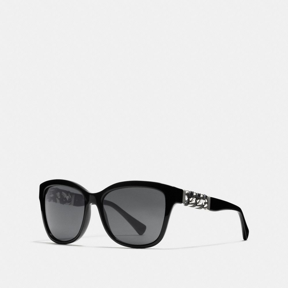COACH L556 Asia Fit Whiplash Wayfarer Sunglasses BLACK
