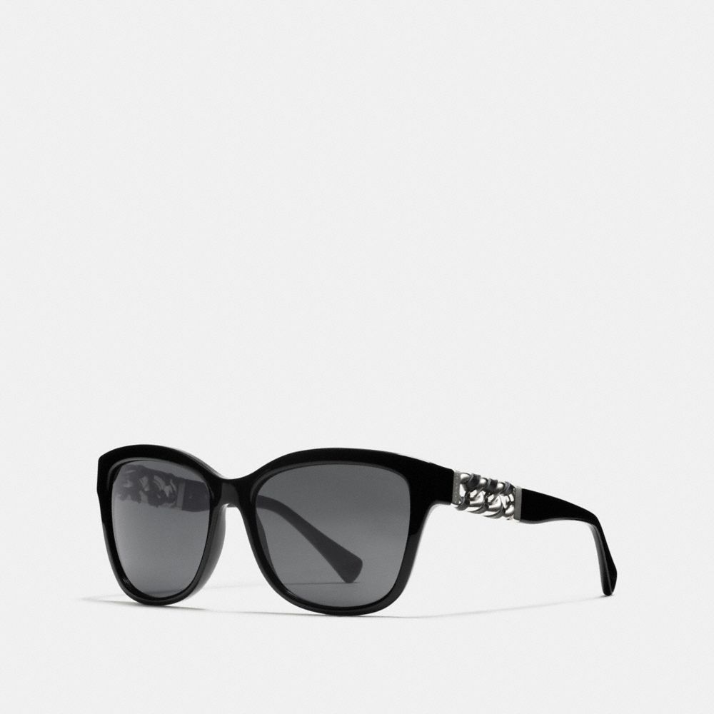 COACH L556 - ASIA FIT WHIPLASH WAYFARER SUNGLASSES BLACK