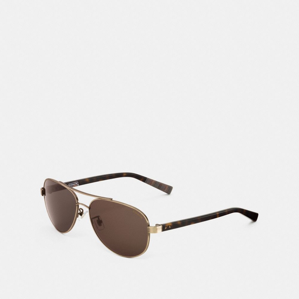 COACH L601 Thompson Sunglasses ANTIQUE BRASS/DARK TORTOISE