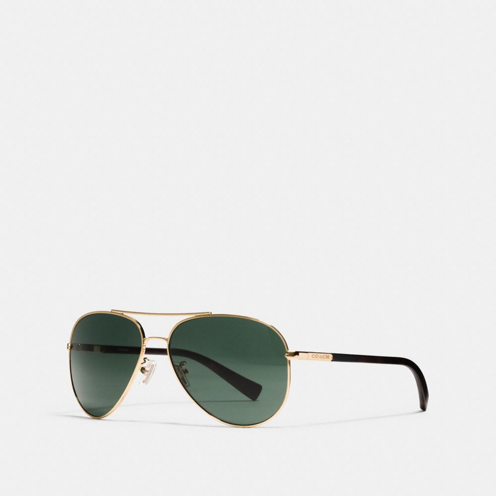 TAG TEMPLE PILOT SUNGLASSES - l813 - GLD MTE DKTRT/GRN LNS