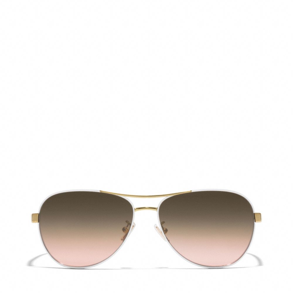 COACH L925 Kiera Aviator Sunglasses GOLD/WHITE