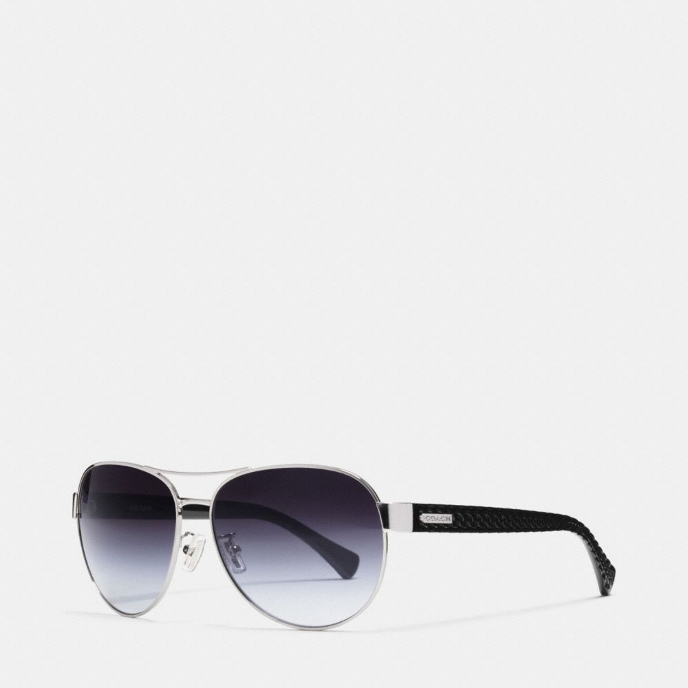 CURBCHAIN AVIATOR SUNGLASSES - SILVER/BLACK - COACH L947