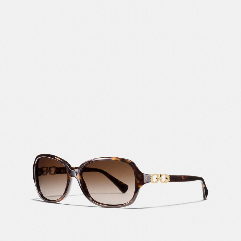 COACH L949 KISSING C RECTANGLE SUNGLASSES DARK TORTOISE