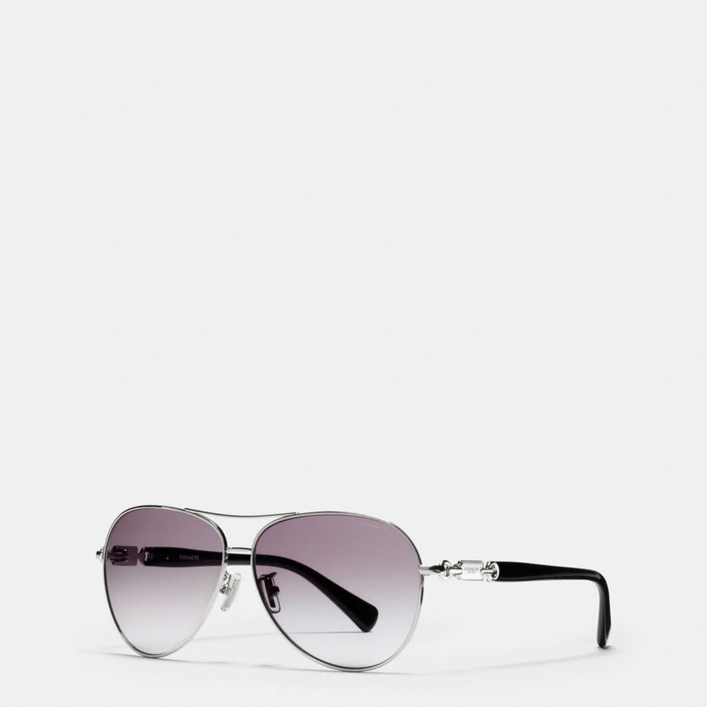 COACH L952 Hang Tag Chain Pilot Sunglasses SILVER/BLACK