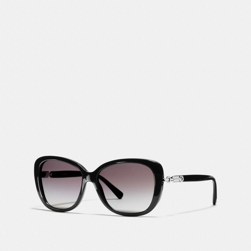 COACH L953 Hang Tag Chain Cat Eye Sunglasses BLACK