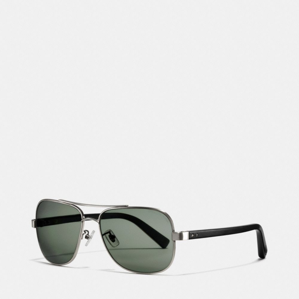 COACH LP600 Bleecker Polarized Sunglasses ANTIQUE SILVER/BLACK