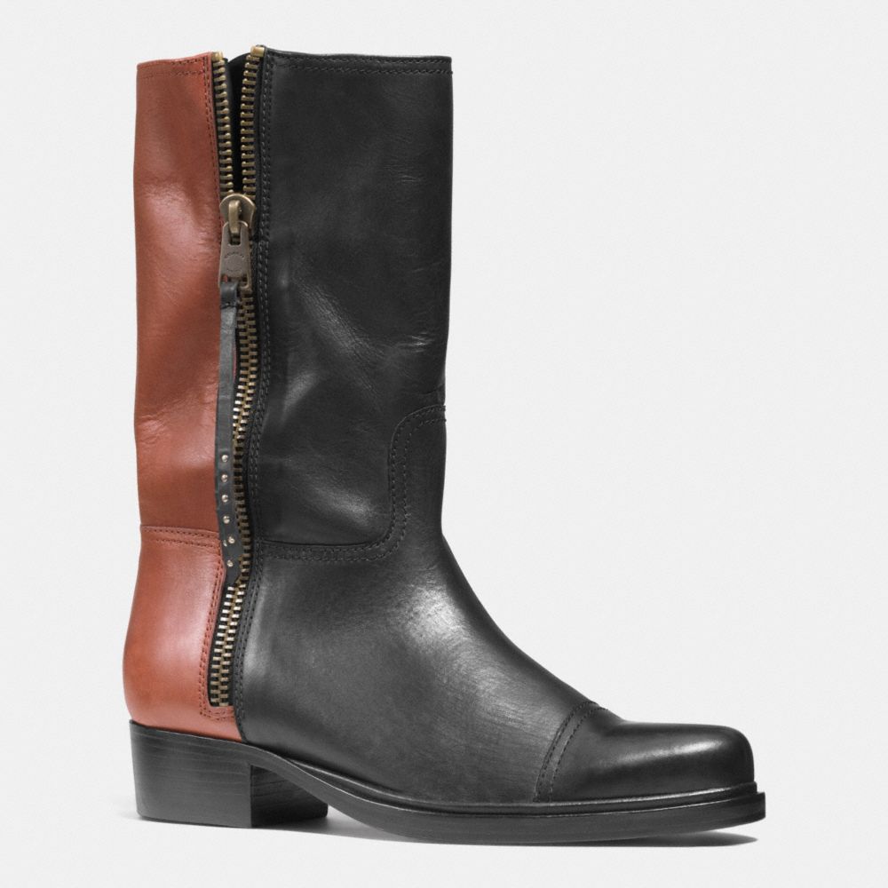 COACH SHORT ROPER  BOOT - BLACK/SIENNA - q6551